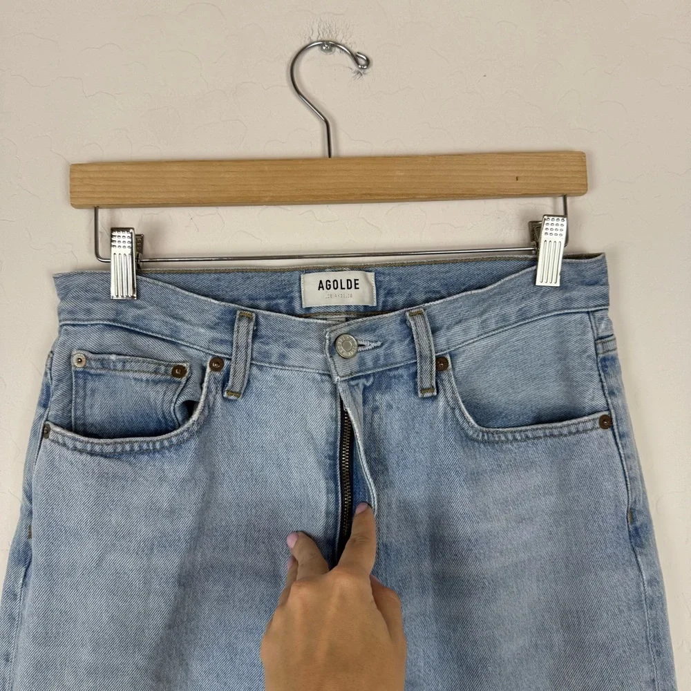 Agolde Light Blue Straight Leg Jeans - Picture 8 of 12